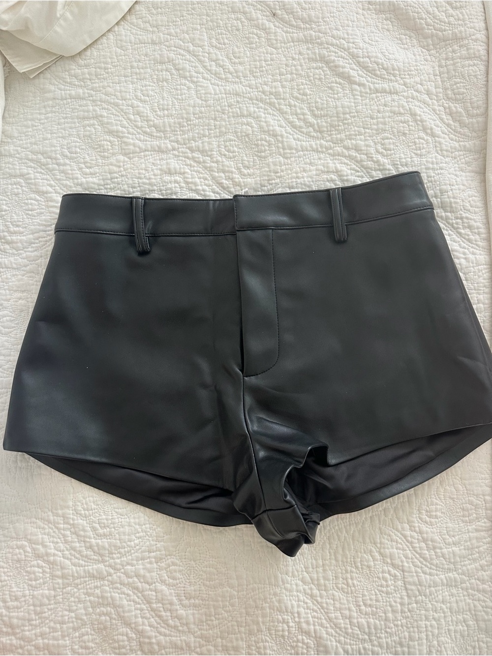 naked wardrobe Black Faux Leather High-Waist Shorts
